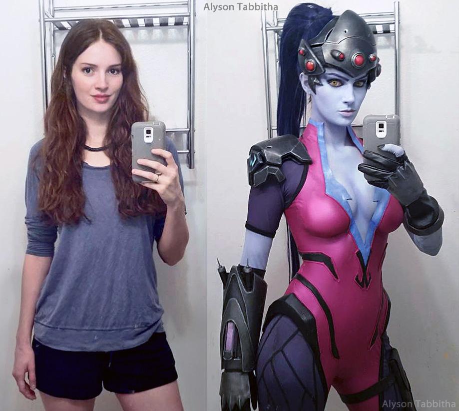 Video game cosplay by Alyson Tabbitha, Widowmaker from Overwatch