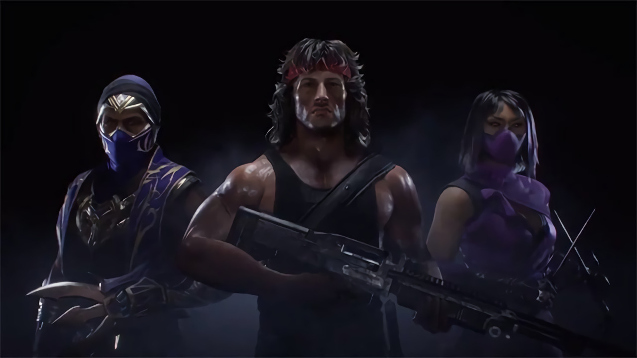 Rambo, Rain and Mileena in Mortal Kombat 11