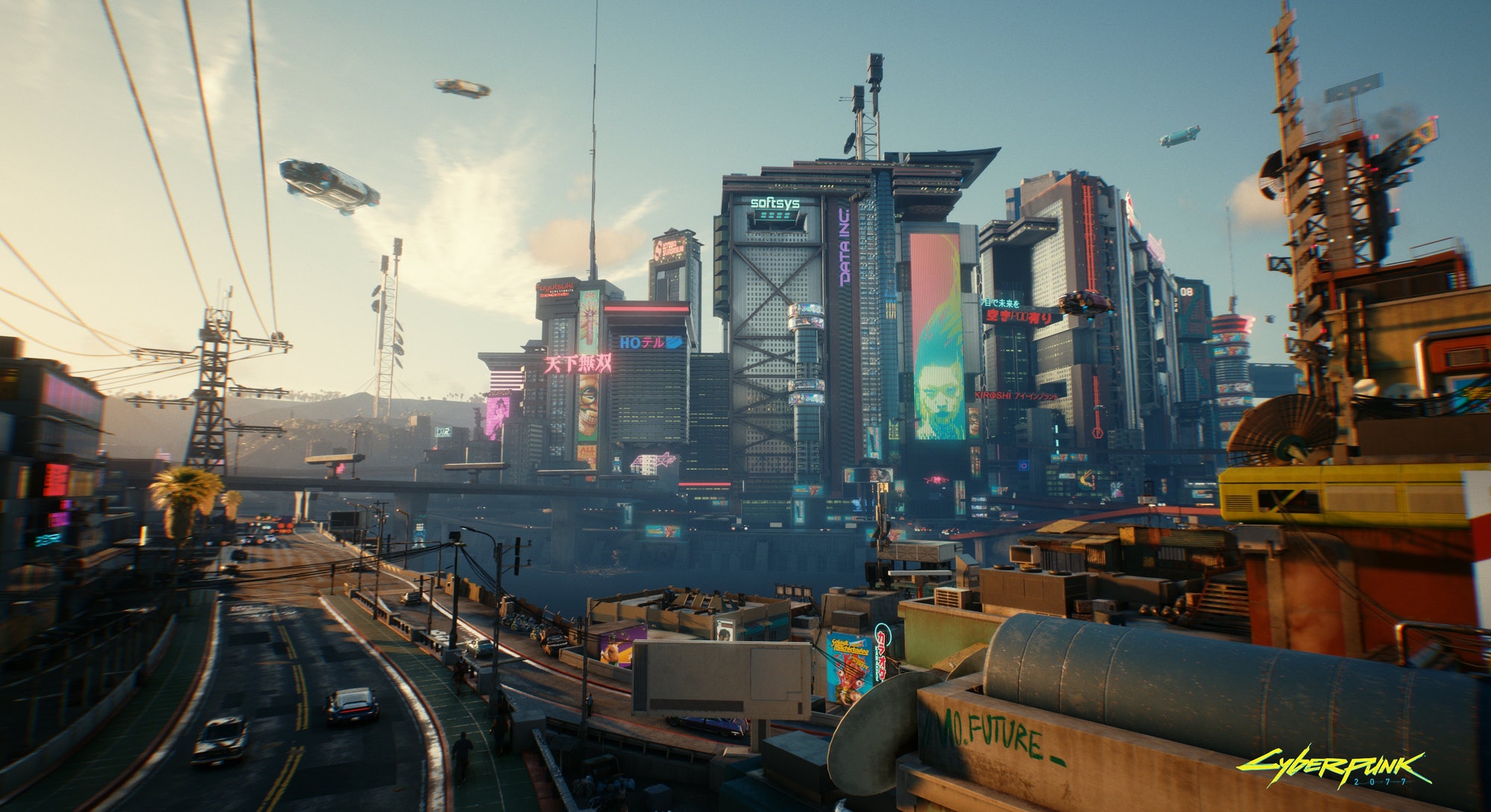 Cyberpunk 2077's bugs, city view