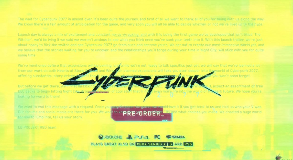 Cyberpunk 2077 DLC content message