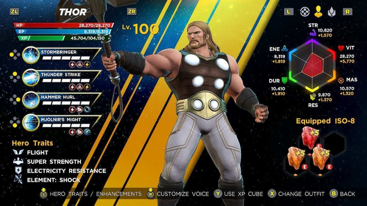 The best ISO-8s for Thor in Marvel Ultimate Alliance 3