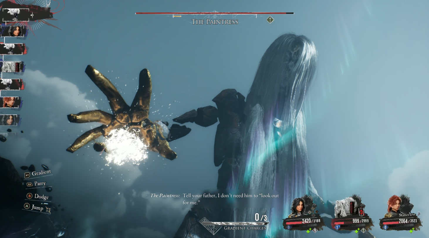 The Paintress summons a brush of light in Clair Obscur: Expedition 33.