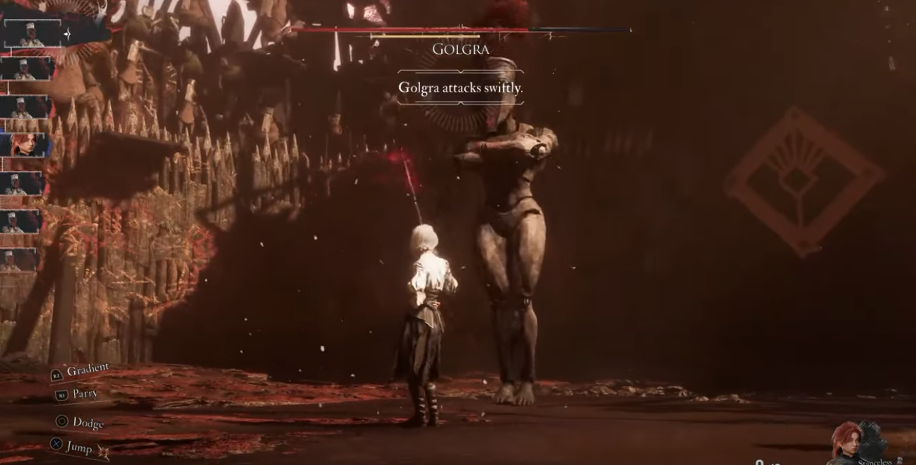 Maelle faces Golgra in a duel in Clair Obscur: Expedition 33.